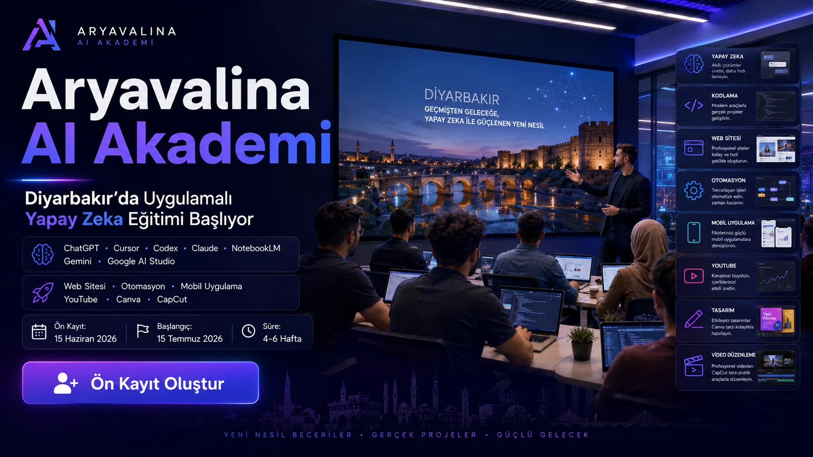 Aryavalina AI Akademi yapay zeka eğitimi tanıtım görseli